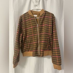 Loft Plaid Bomber Jacket, Size small.